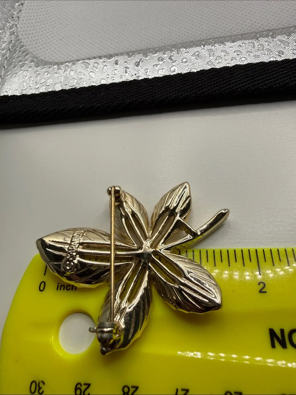 Vintage Sarah Cov Gold tone Flower Leaf Brooch Pin